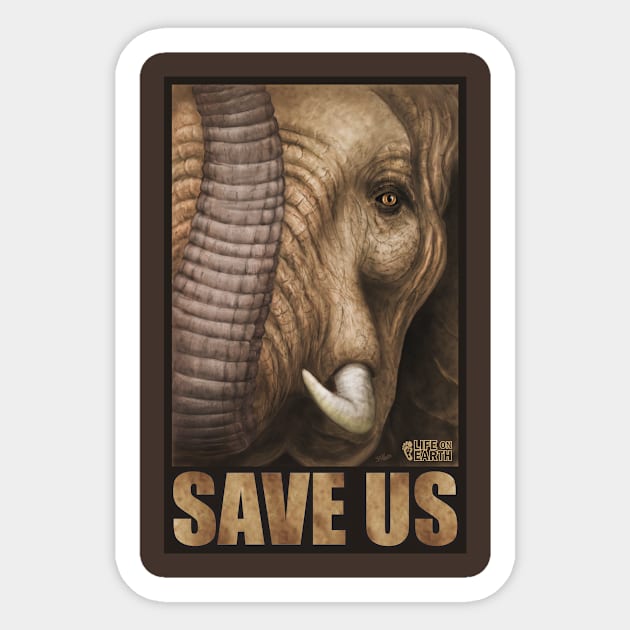 ELEPHANT—SAVE US Sticker by Cozmic Cat